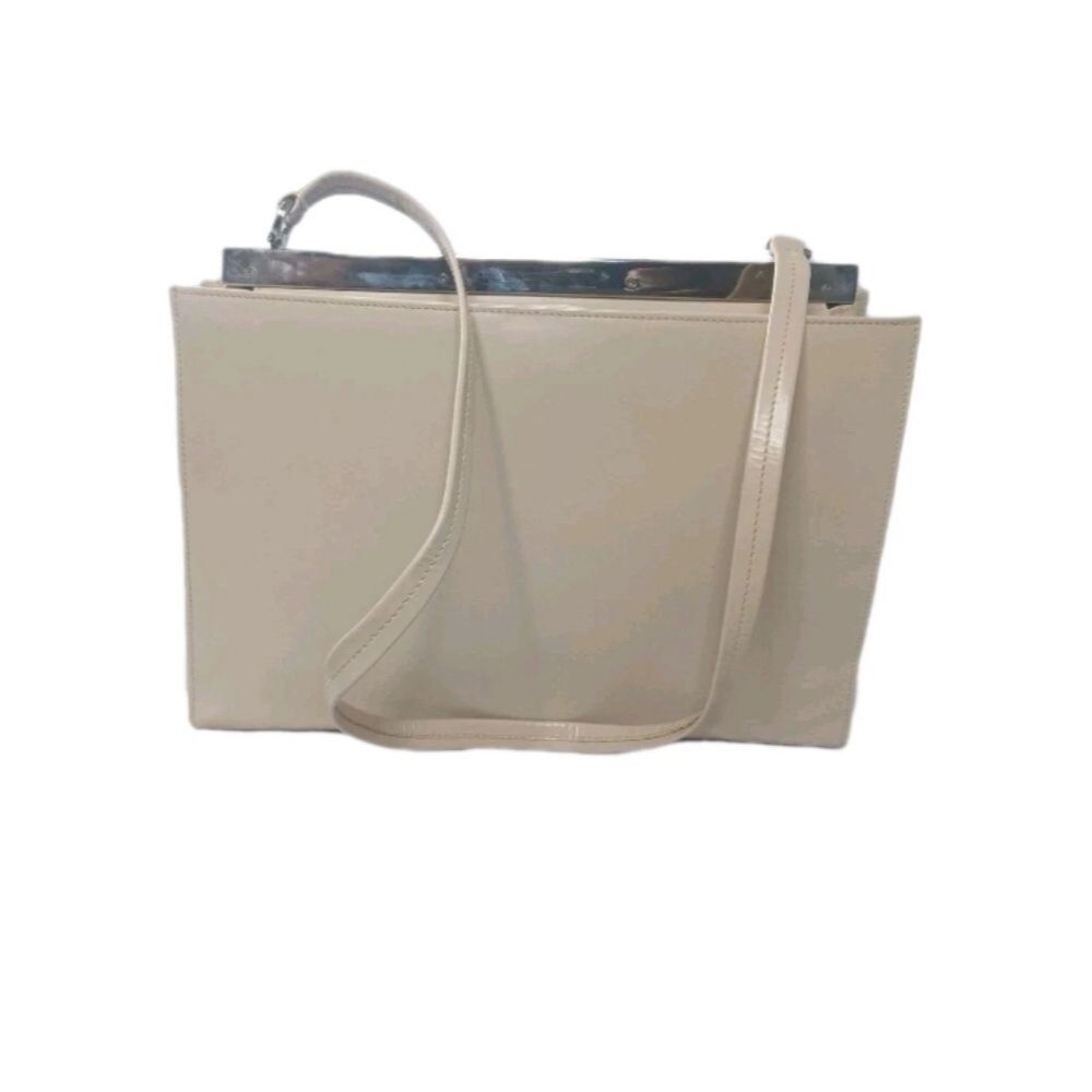 Vintage Salvatore Ferragamo Leather Shoulder Bag Slim Handbag Cream Light Brown - Picture 3 of 12